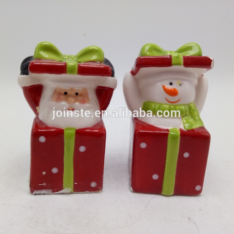 Customized Christmas Santa and snowman ceramic salt and pepper shaker set