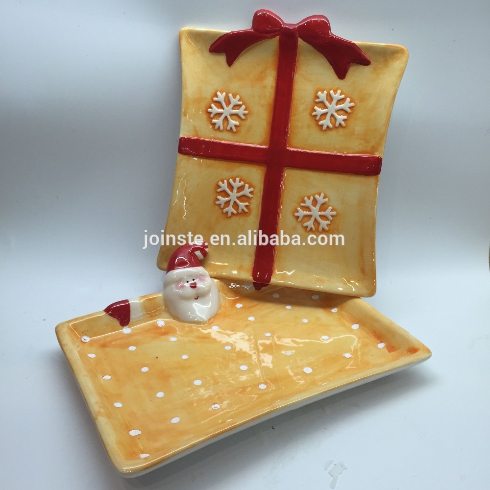 Customized novelty ceramic Christmas dinner plate