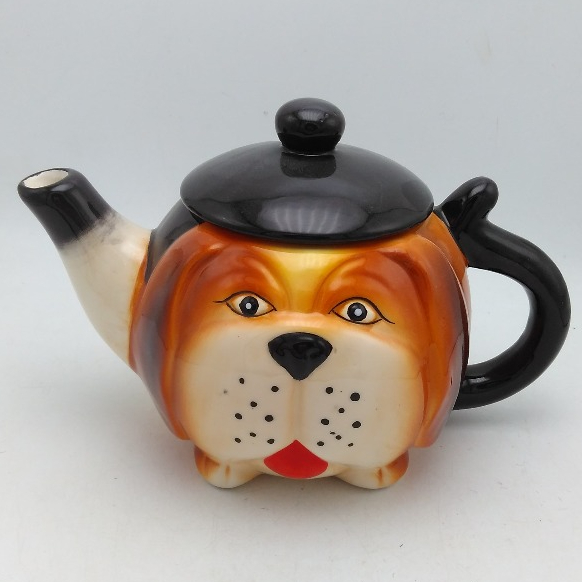 Cute dog shape tea pot , ceramic hand painted coffee tea pot