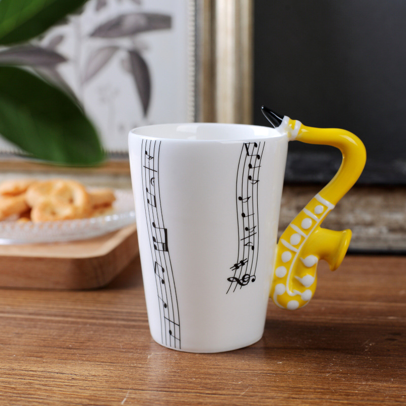 Trumpet Handle Ceramic Coffee Mug cup, Custom musical instruments Mug