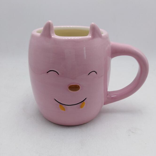 Ceramic Bat Mugs, Pink Bat Coffee Mug, Handpainted Ceramic Bat Cup