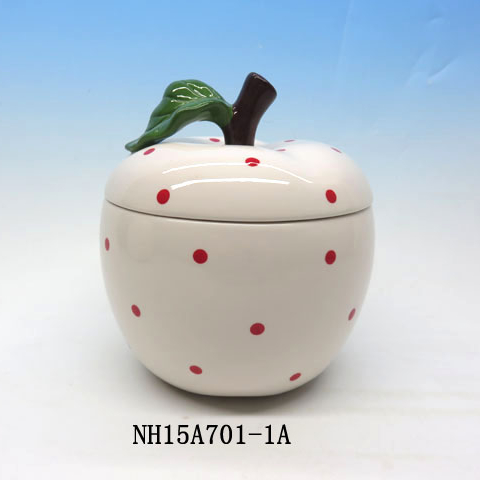 Novelty Ceramic apple shape cookie jar  hand made  large food storage jar