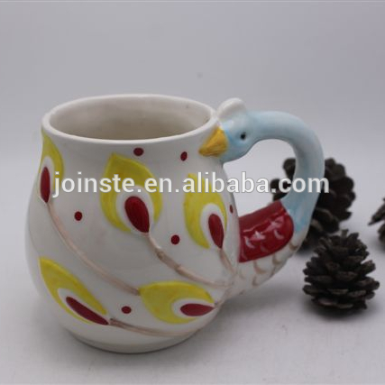 Cute peacock 3d dolomite ceramic coffee mugs