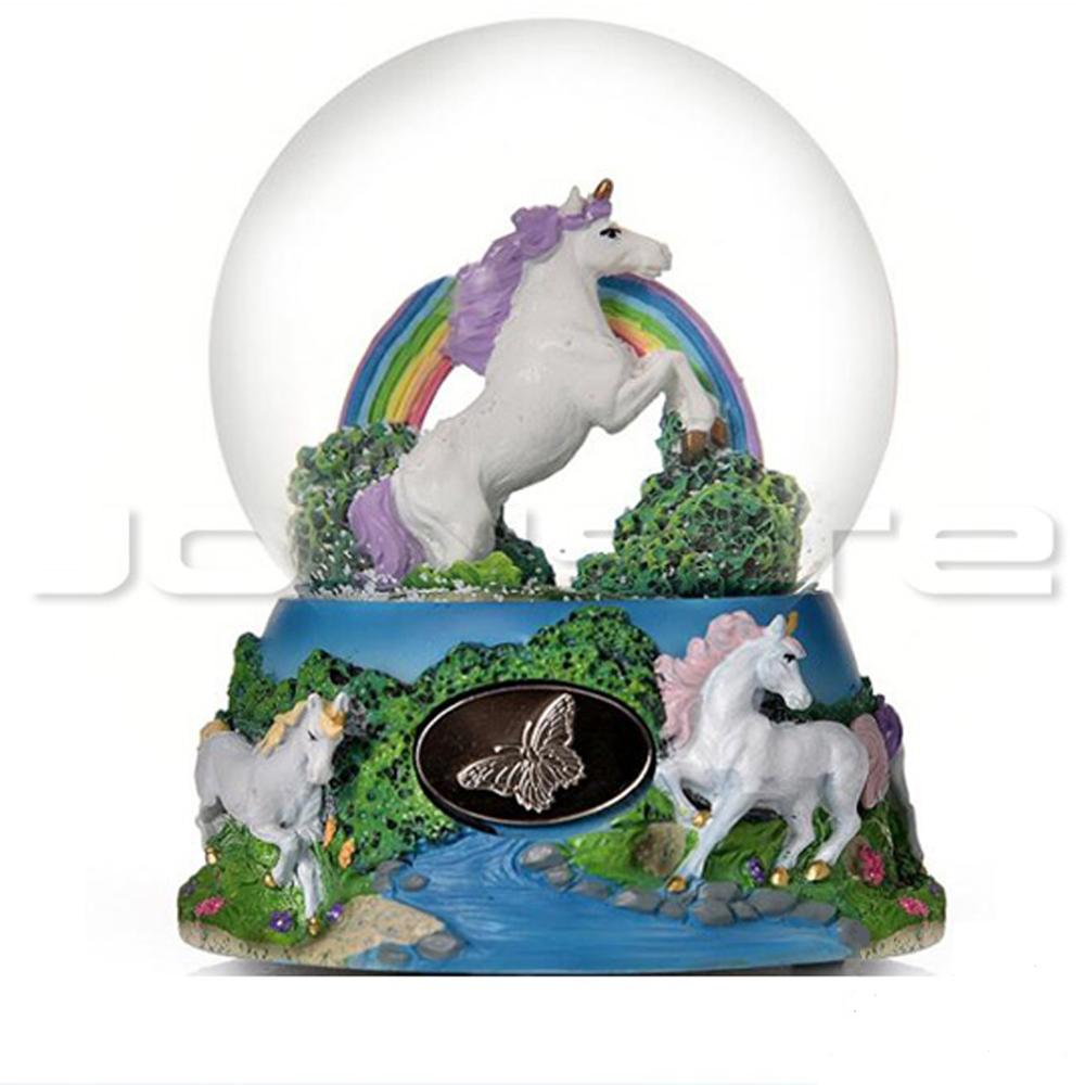 Unicorn with Rainbow Snow Globe 100mm