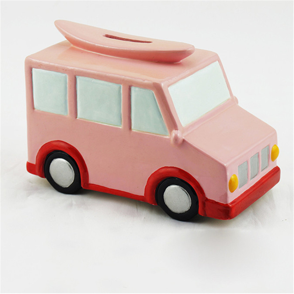 Pink  ceramic  car shaped coin bank , piggy bank wholesale   hand made  money box