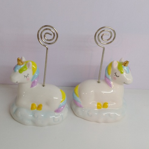 Rainbow Unicorn shape name card holder ceramic name card holder