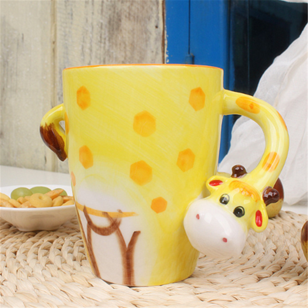 Wholesale  cute  giraffe mug   hand painted  500ml  ceramic  coffee mug coffee cup