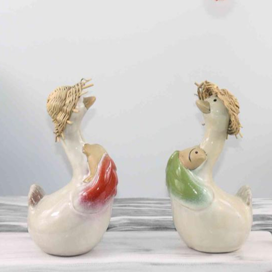 Celadon Glaze Mandarin Duck Figurine Design Green Korean Porcelain Ceramic Art Pottery Animal Kitchen Home Decor Decorative Set