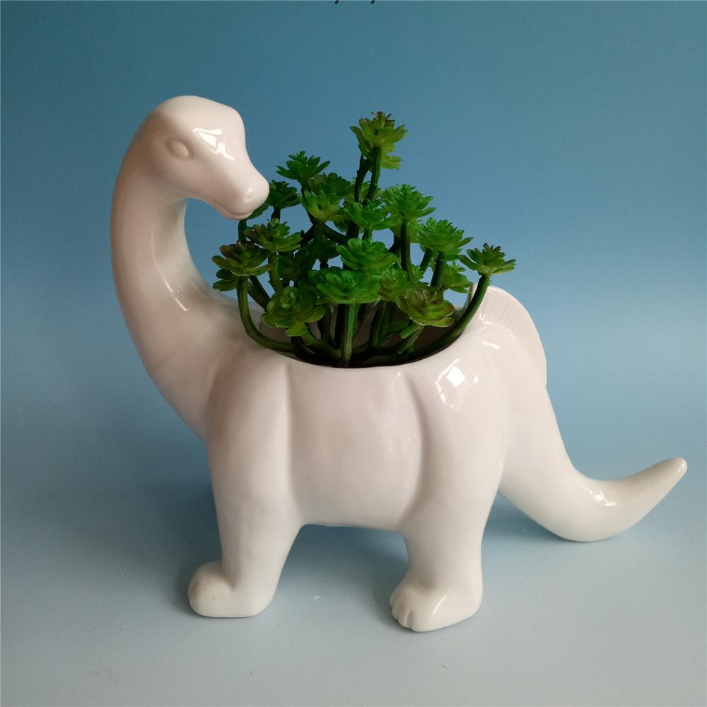 Dinosaur shape white   ceramic  flower pots & planters  home decor  flower pots wholesale