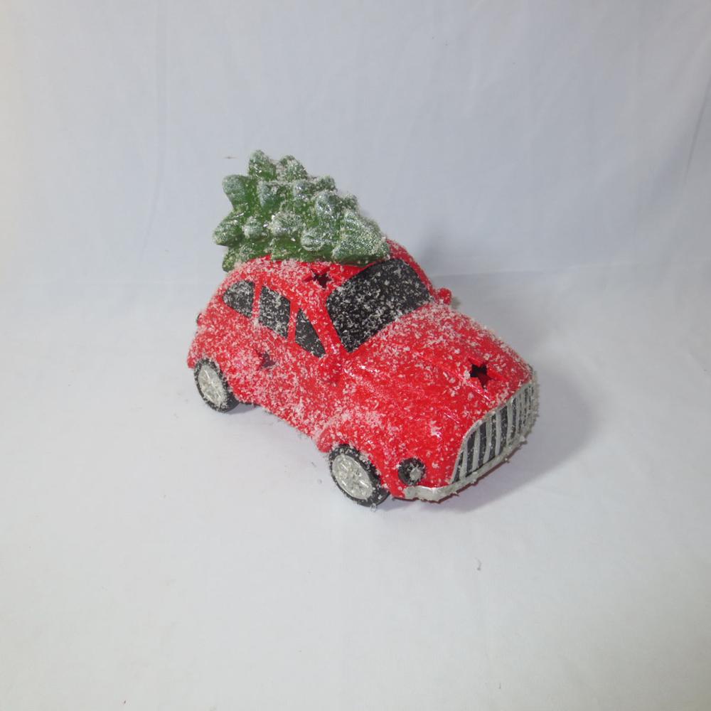 Ceramic Christmas led light decoration red car deco