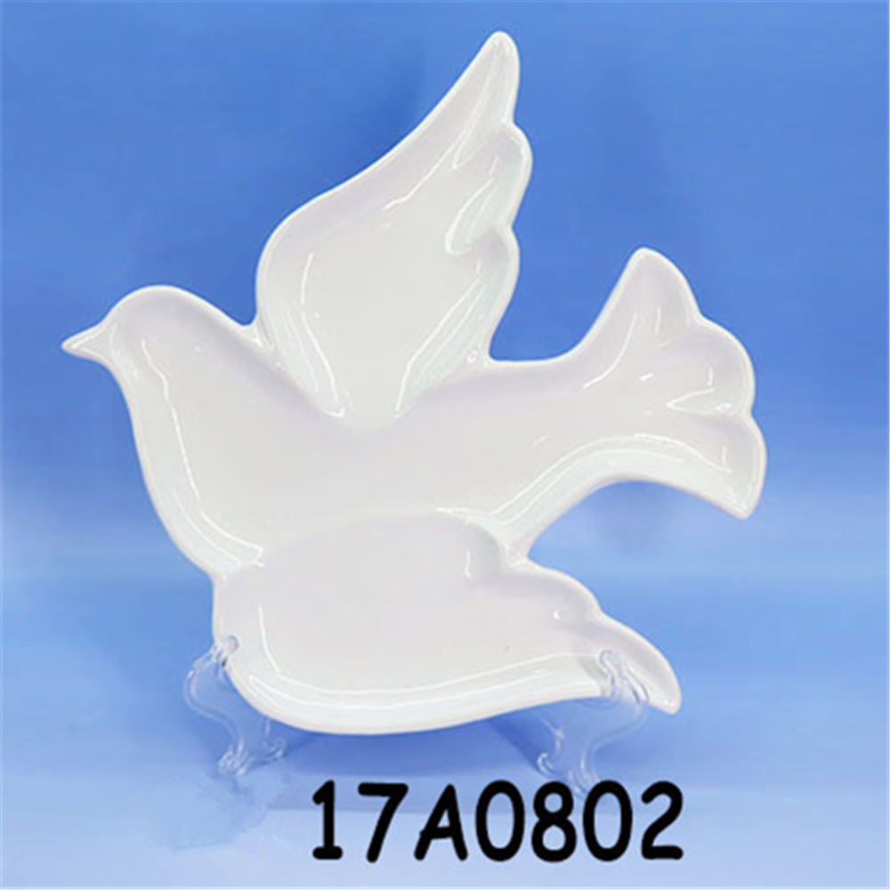 popular ceramic white bird plates and dishes set wholesale cheap pottery dishes