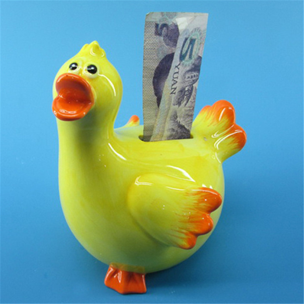 Hand painted  duck shape money saving bank coin bank ceramic