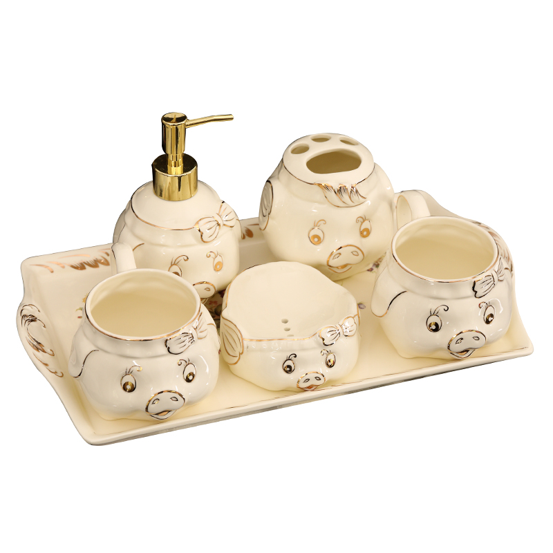 Bath set bathroom accessories,pig bathroom set,luxury bathroom accessories set