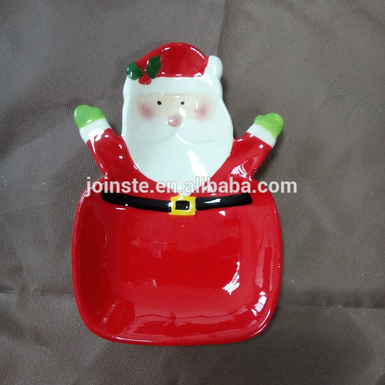 Customized ceramic Christmas Santa shaped plate