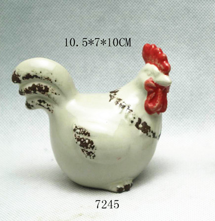 Antique rustic ceramic cock  figurines