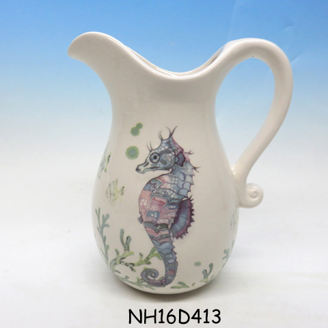 Ceramic pitcher,Ceramics Cold water bottle kit Household use Cup Jug Water carafe, Seahorse