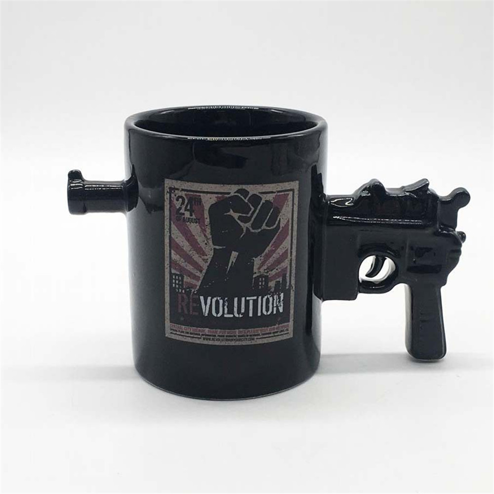 Custom   ceramic   funny design   handgun shape  coffee mug  coffee travel mug