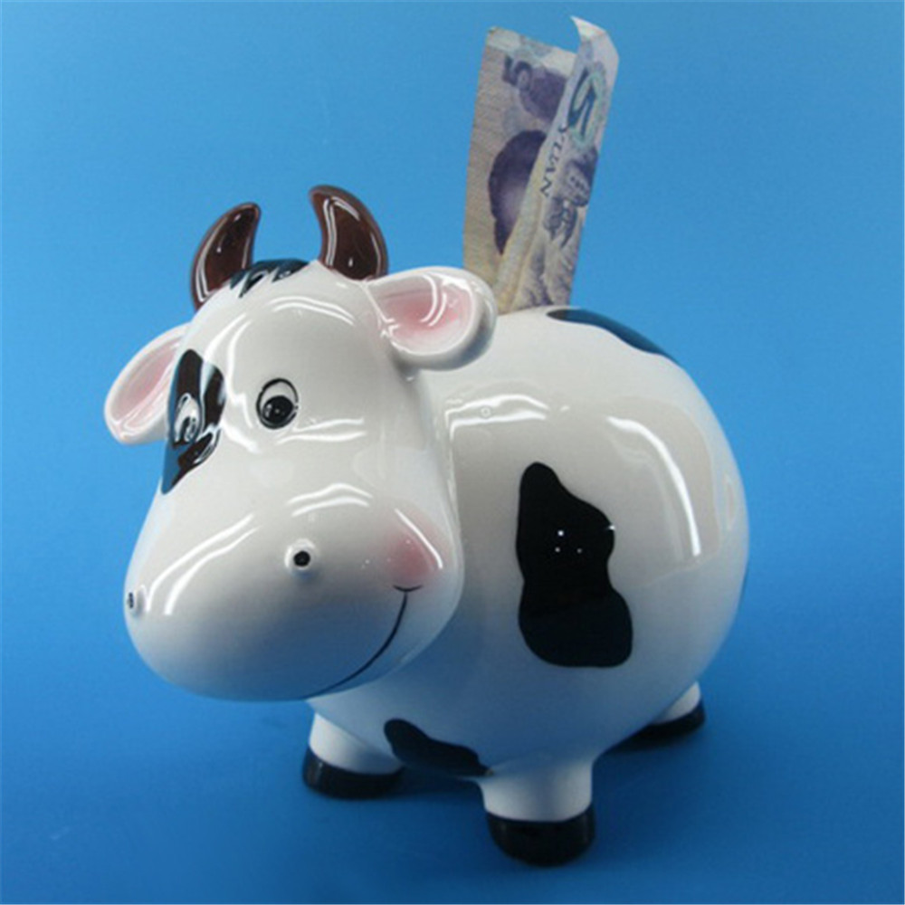 Promotional  ceramic cow shaped   piggy bank  money bank   hand made dolomite   money box