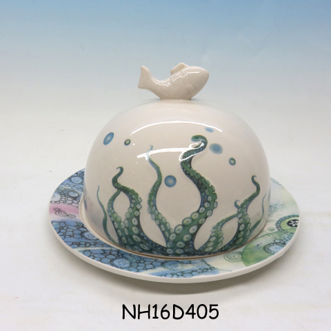 Ceramic octopus Butter Dish, Custom accept