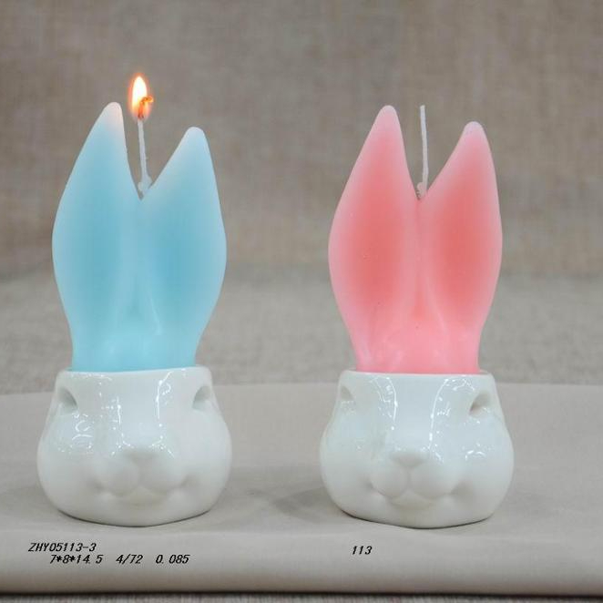 Bunny tealight Candles with Ceramic Bunny candle holder