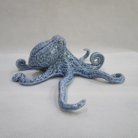 Ceramic Octopus Figurine Gloss Finish, Turquoise