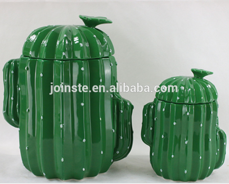 Cactus ceramic storage seal cake biscuits jar