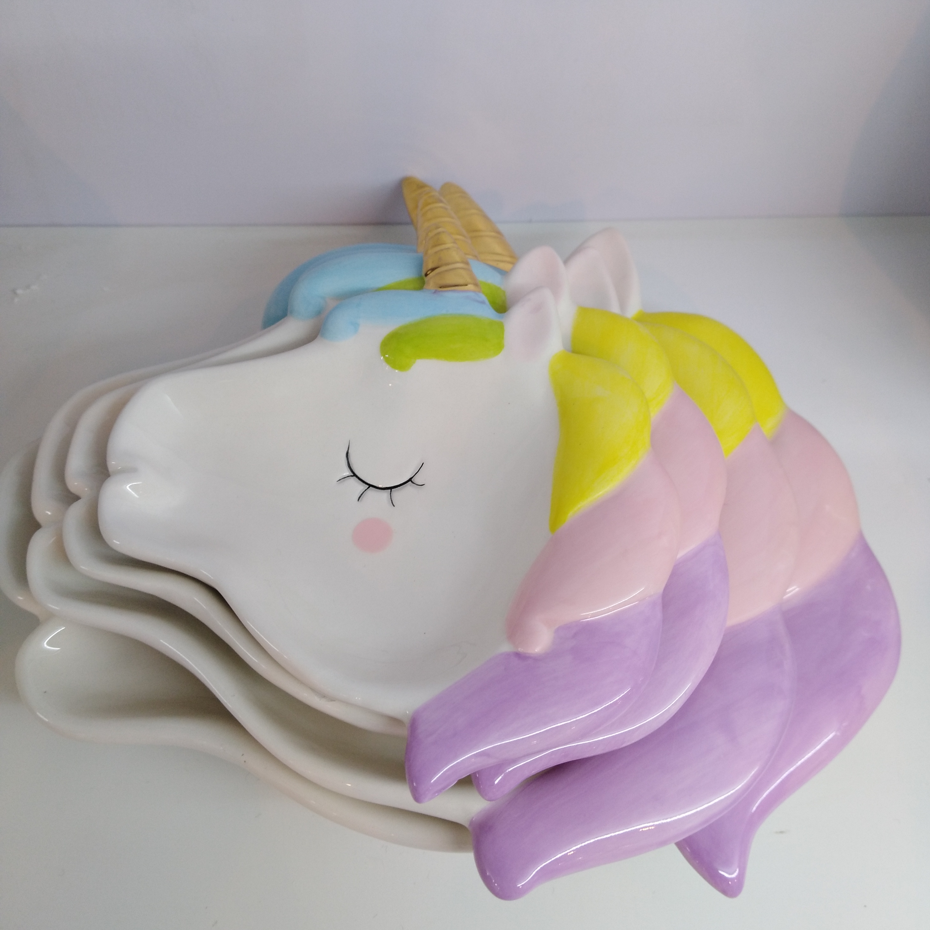 Unicorn Shape Ceramic Plate Dishes, 4 Size