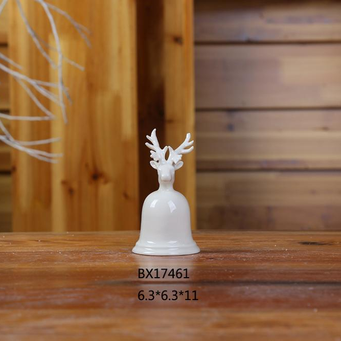 Ceramic Pearlized Dinner Bell with Stag Head