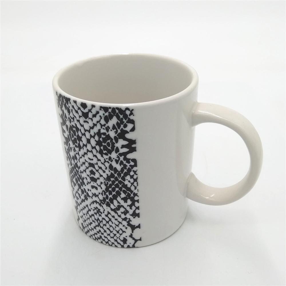 White new bone china   coffee mug custom  ceramic  coffee cup with black print