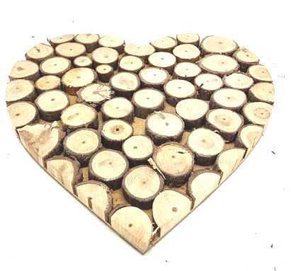 Natural twig slices heart christmas decorations ,heart wall decor