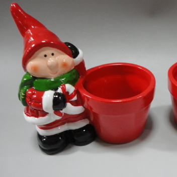 Christmas santa figurine flower pot