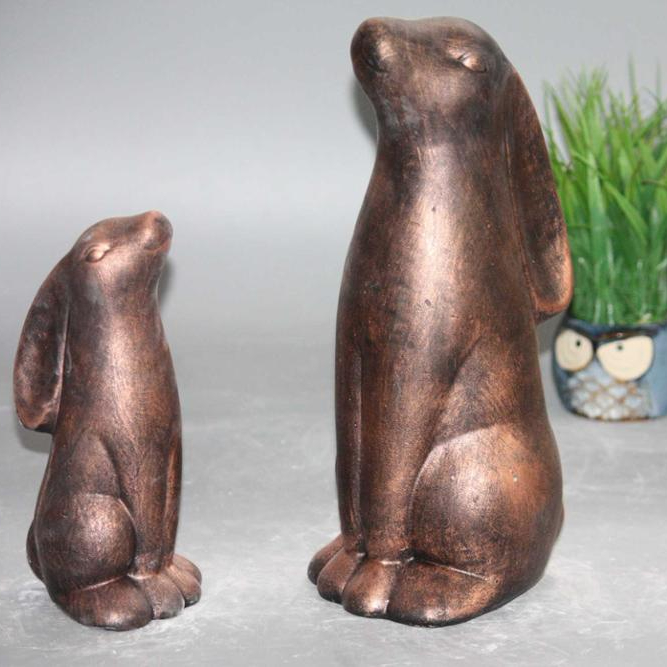 Bronzed concrete bunny statues ,garden animal bunny decorations