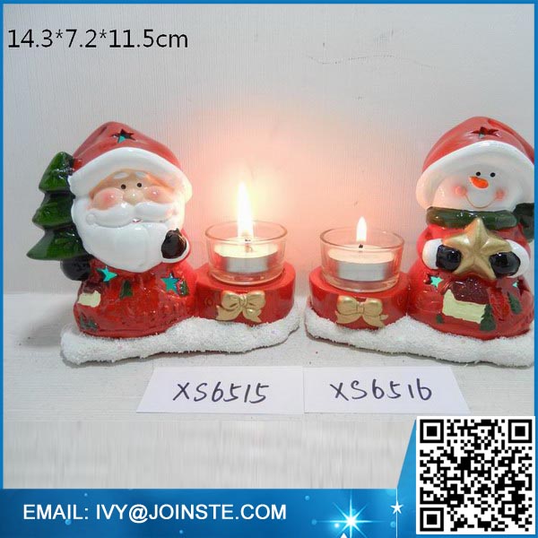 Christmas ceramic santa shaped glass candlestick candle holder for sale