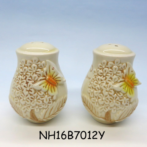 Custom Flower Shaped ceramic canister salt and pepper set