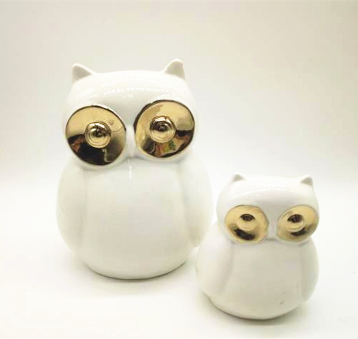 Home Locomotion White Ceramic Owl