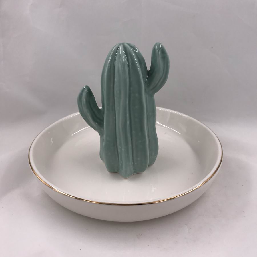 ceramic cactus ring holder, porcelain ring dish,ring holders for wholesale jewelry