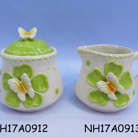 Flower Shape milk jar, Butterfly shape sugar pot set