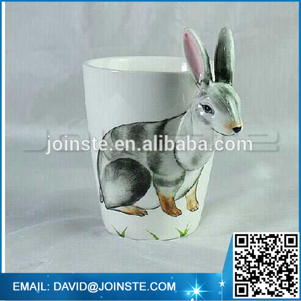 Ceramic rabbit shaped coffee mug rabbit handle mug