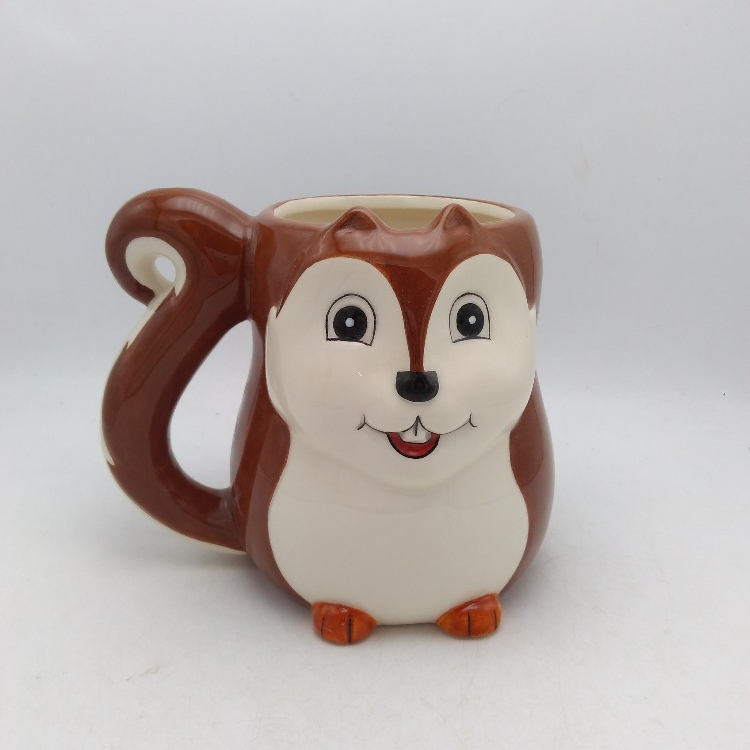 Squirrel Shape Ceramic Coffee mug, Customized animal shape coffee mug