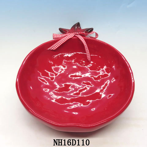 Ceramic Pomegranate Plate Dish, Red, Custom accept