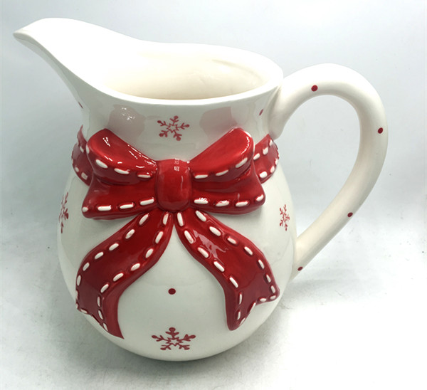 Christmas ceramic red bowknot flower vase table top vases