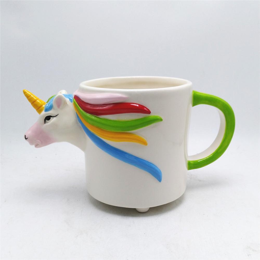 Ceramic hand painted  unicorn coffee mugs  wholesale   ceramic 3d  unicorn rainbow  coffee mug