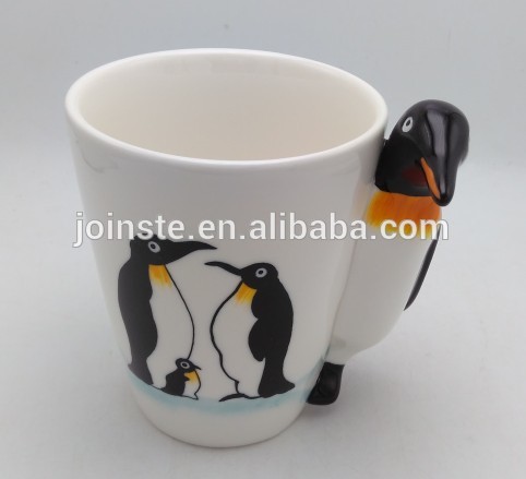 Customized penguin handle ceramic tea mug