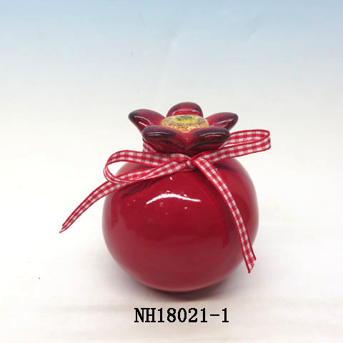 Ceramic Pomegranate Figurine with Gloss Finish, Red