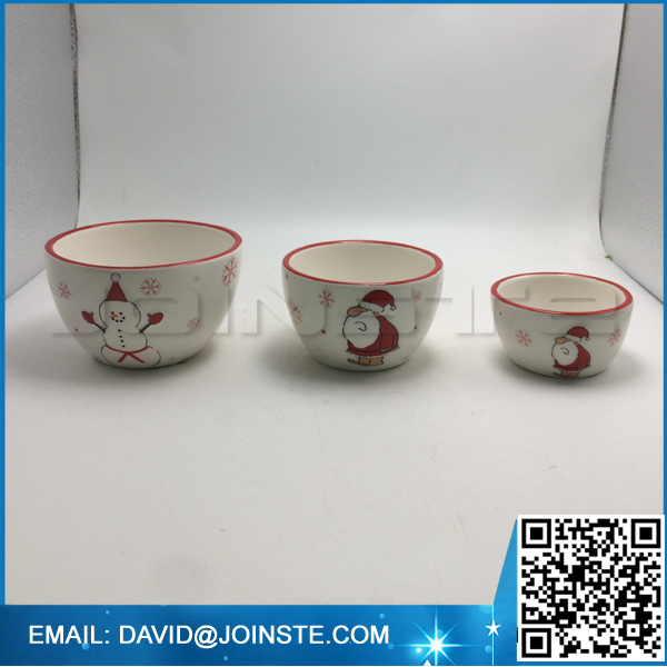 Ceramic Christmas snow & santa decorative bowl three sizes in one set