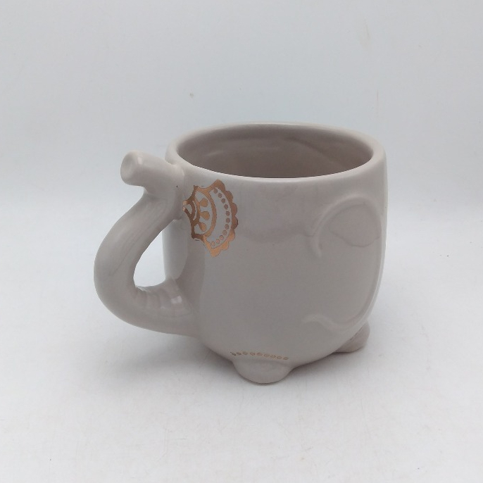 3D Ceramic Lucky Elephant Coffee Mug 16 Ounces – Gray