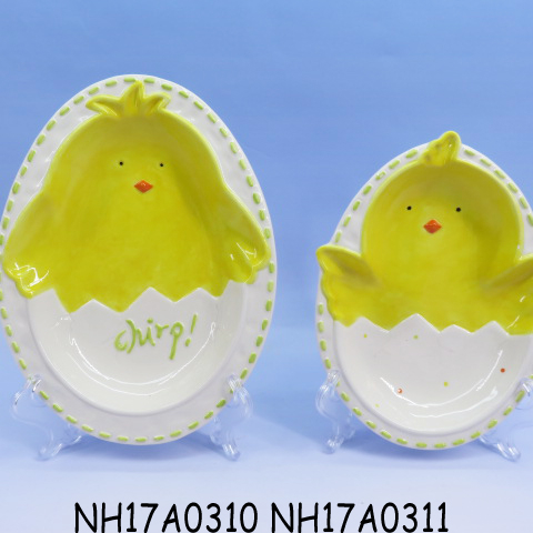 Chicken shape ceramic plate,bulk ceramic plates