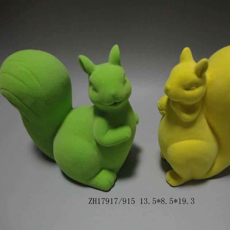 Green Moss Sitting Squirrel spring Easter Figure, Polyresin