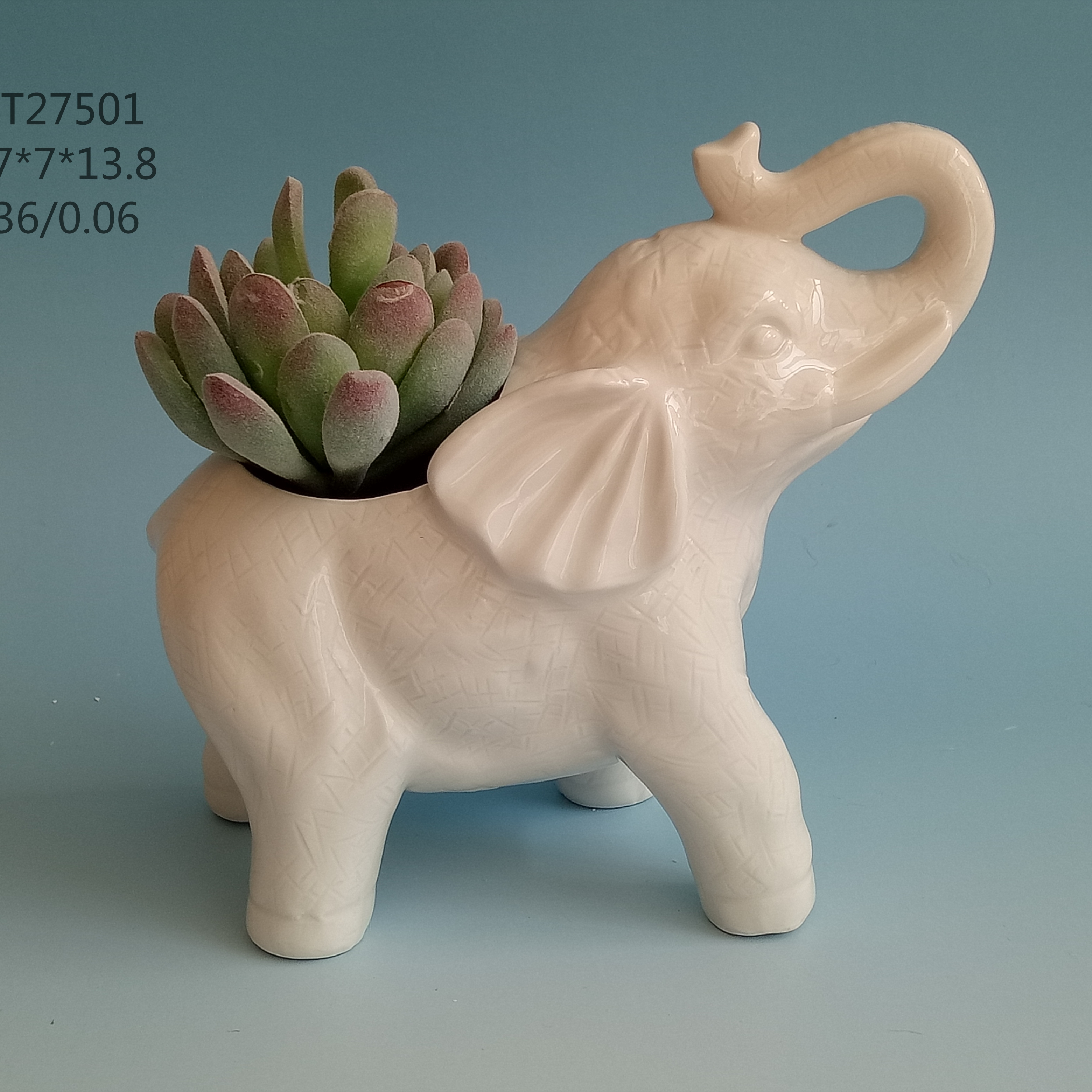 White Creative Mini Animal Succulent Ceramic Desktop Cute Elephant flower pot