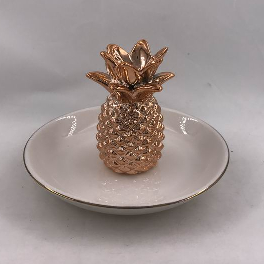 copper pineapple figurine ring tray ,ceramic ornaments tray , jewelry set plates